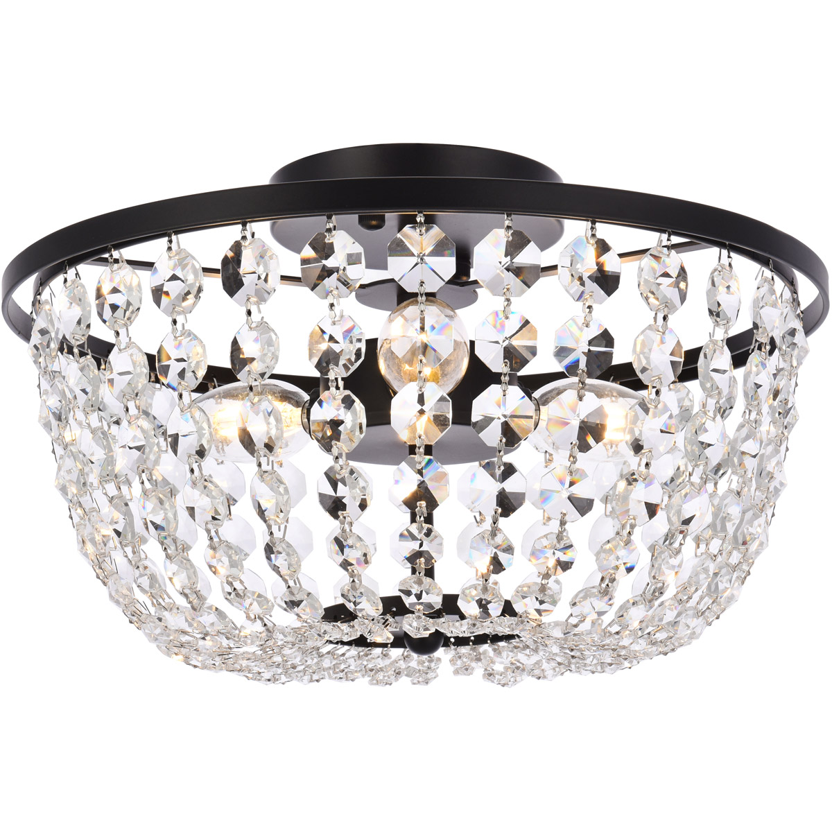 Cora 3 Light 13 inch Black Flush Mount Ceiling Light