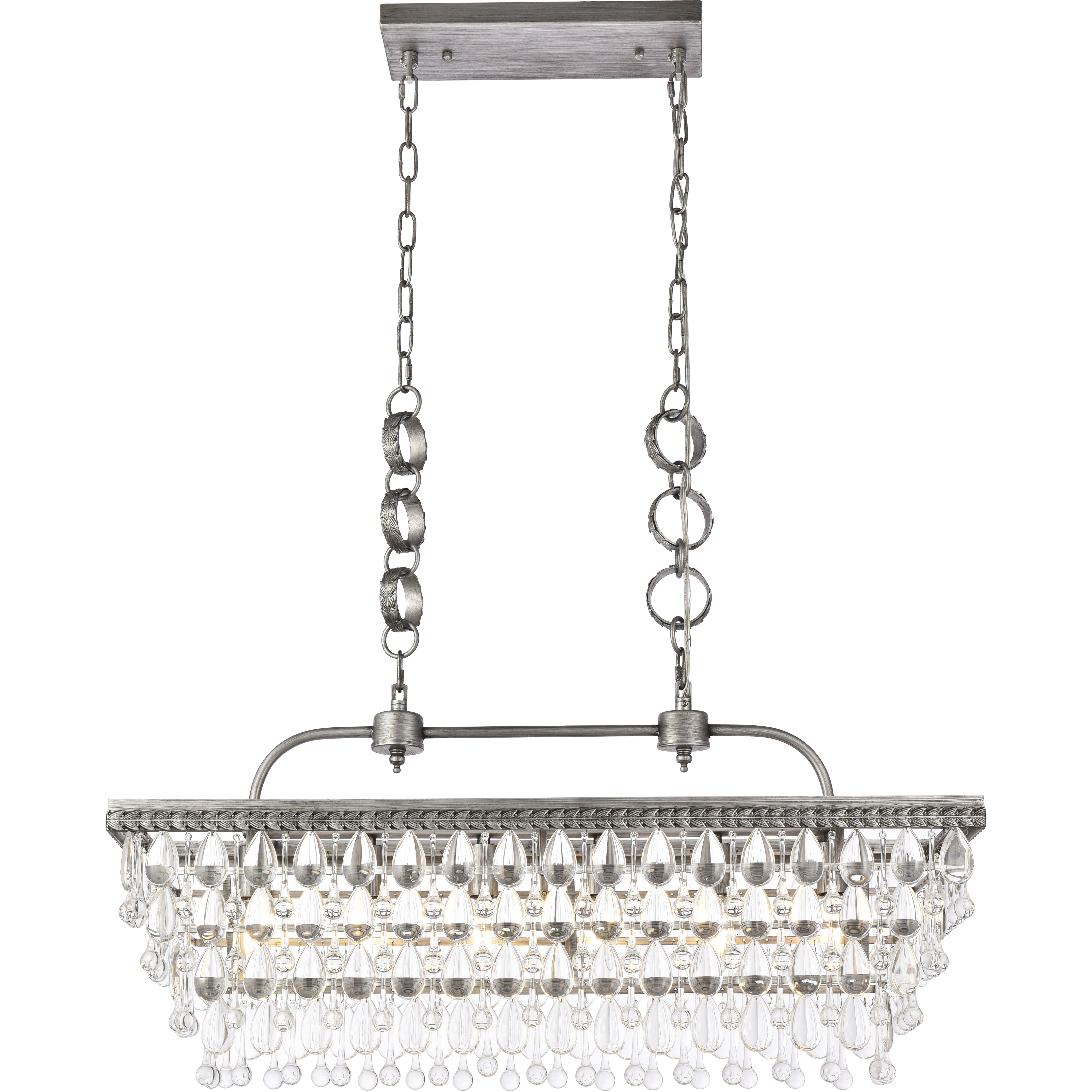 Nordic 6 Light 32 inch Antique Silver Linear Pendant Ceiling Light in Antique Sliver