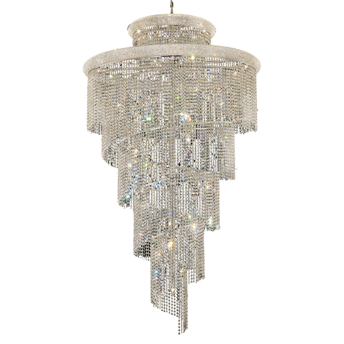 Spiral 41 Light 48 inch Chrome Foyer Ceiling Light in Royal Cut