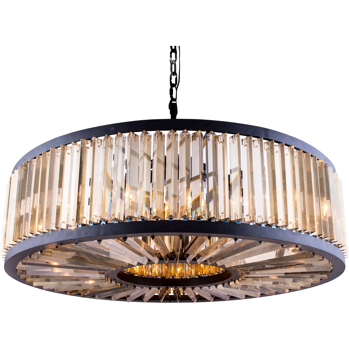 Chelsea 10 Light 43.5 inch Matte Black Pendant Ceiling Light in Golden Teak, Urban Classic