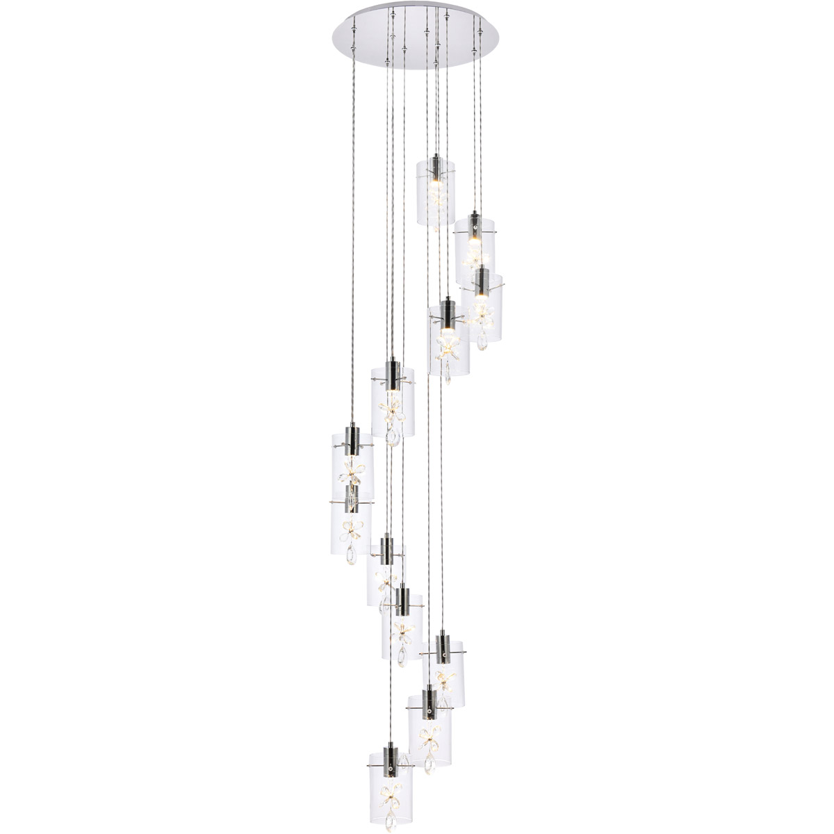 Hana 12 Light 22 inch Chrome Pendant Ceiling Light