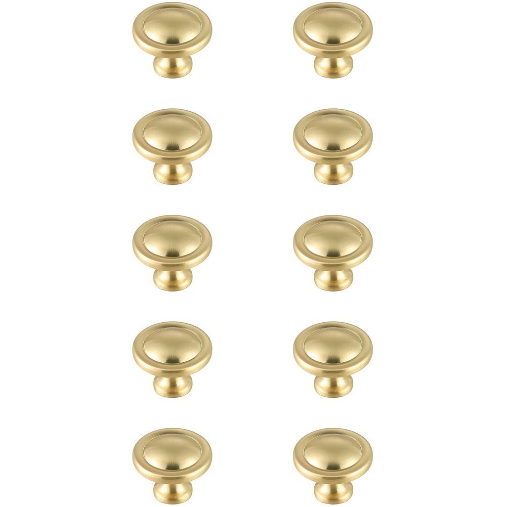 Garlande Brushed Gold Hardware Cabinet Knob, Set of 10