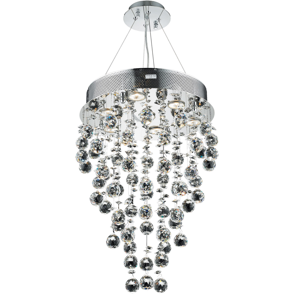 Galaxy 7 Light 16 inch Chrome Dining Chandelier Ceiling Light in Royal Cut