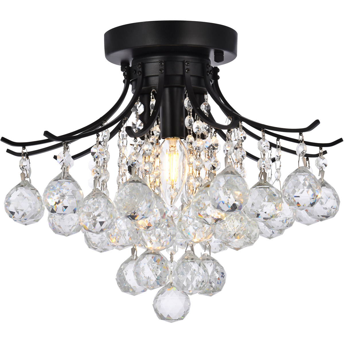 Toureg 3 Light 16 inch Black and Clear Flush Mount Ceiling Light in Royal Cut