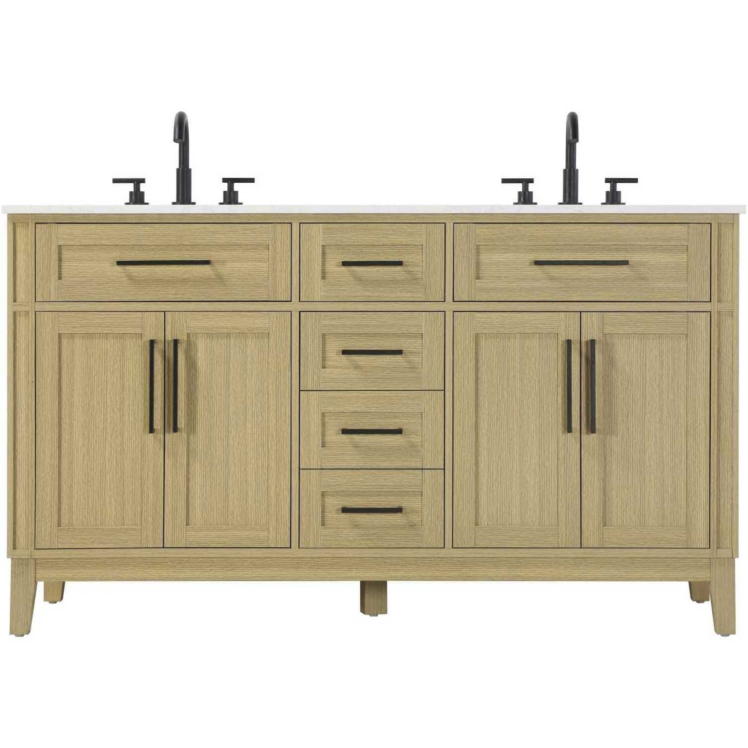 Virginia 60 X 35 inch Honey Brown Bathroom Vanity Cabinet