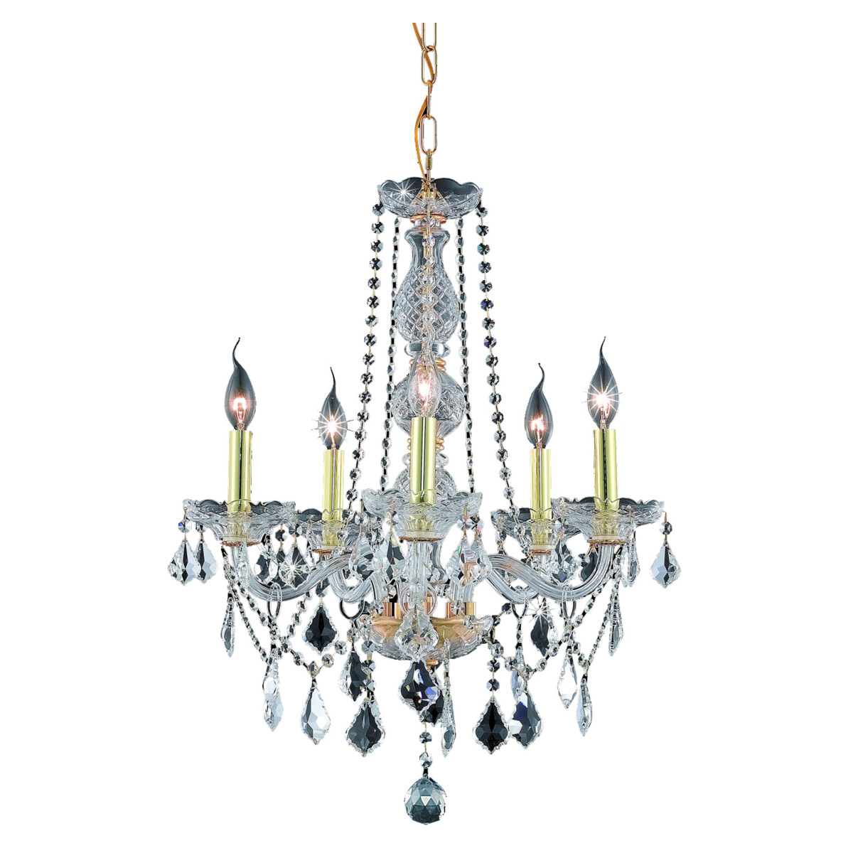 Verona 5 Light 21 inch Gold Dining Chandelier Ceiling Light in Clear, Royal Cut