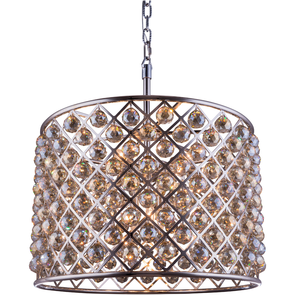 Madison 8 Light 27.5 inch Polished Nickel Pendant Ceiling Light in Golden Teak, Urban Classic