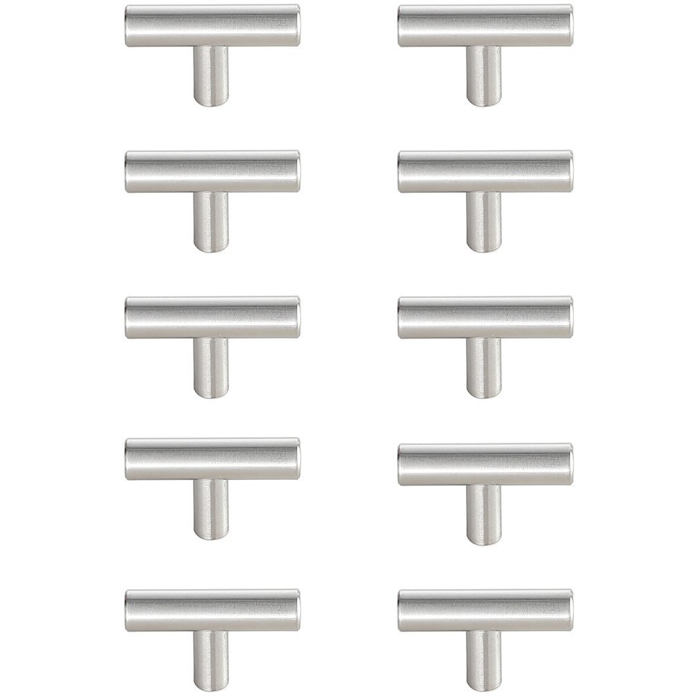 Quinn Brushed Nickel Hardware Drawer Pull in T Bar, Set of 10