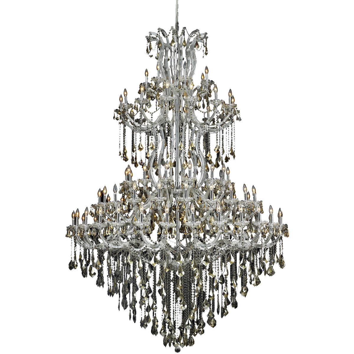Maria Theresa 85 Light 72 inch Chrome Foyer Ceiling Light in Golden Teak, Royal Cut