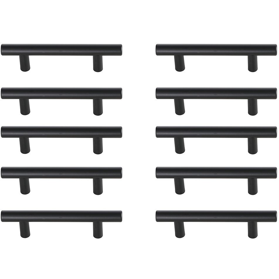 Quinn Matte Black Hardware Drawer Pull in 3in Center to Center Bar, Set of 10