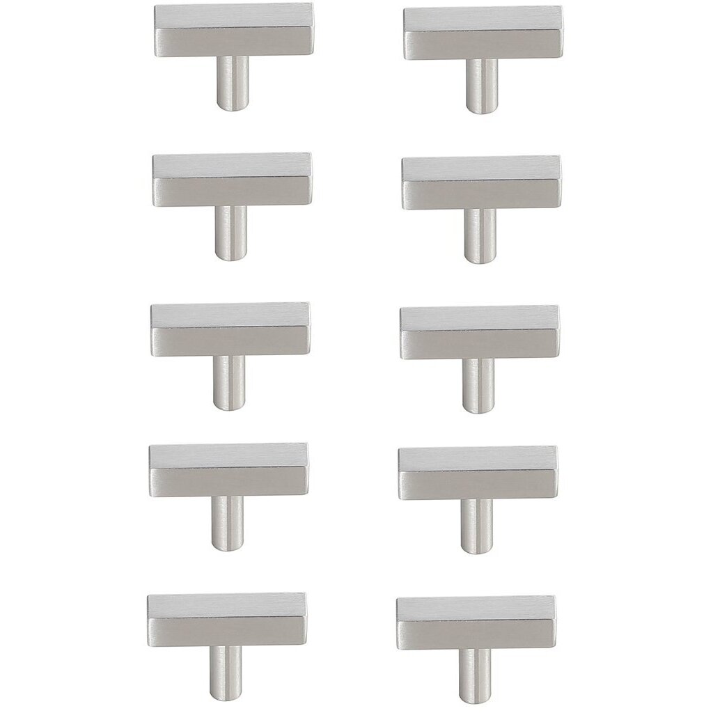 Dior Brushed Nickel Hardware Drawer Pull in T Bar, Set of 10