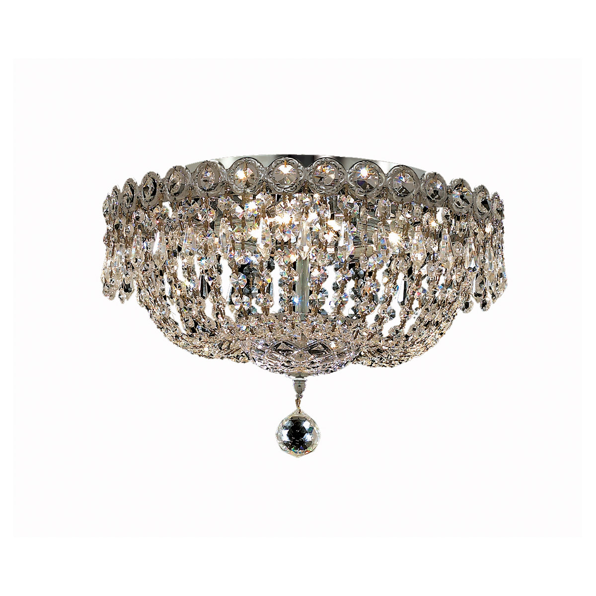 Century 4 Light 14 inch Chrome Flush Mount Ceiling Light in Royal Cut