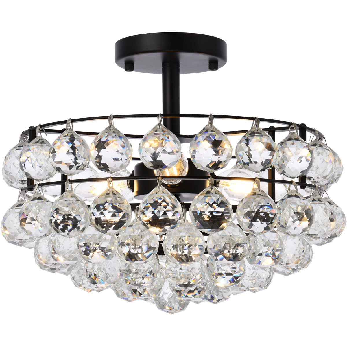Savannah 3 Light 14 inch Black Flush Mount Ceiling Light