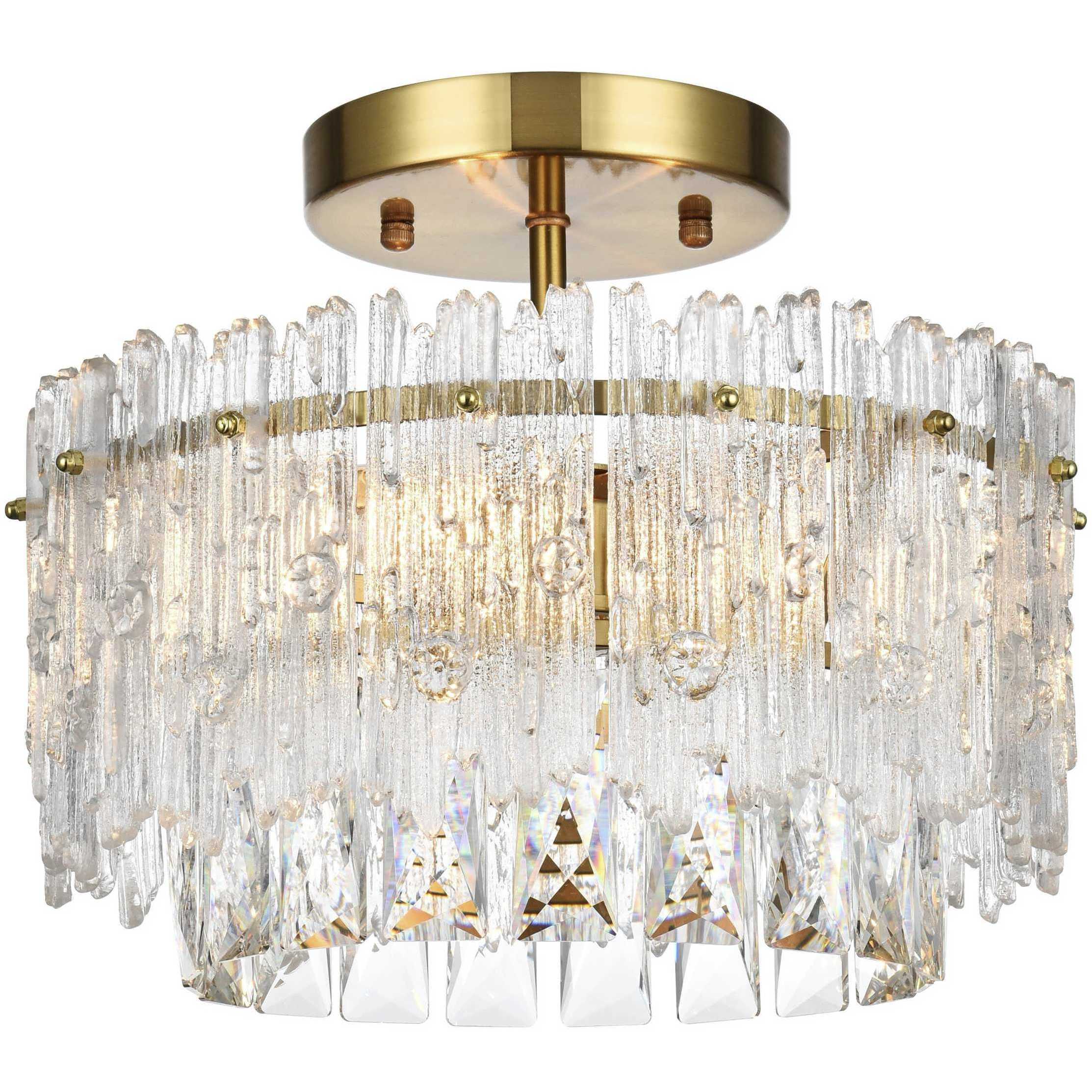 Emilia 3 Light 12 inch Satin Gold Flush Mount Ceiling Light