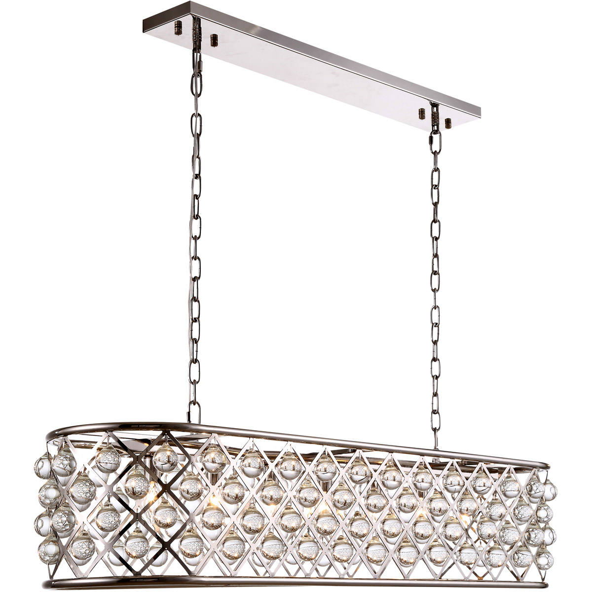 Madison 7 Light 50 inch Polished Nickel Island Pendant Ceiling Light, Urban Classic