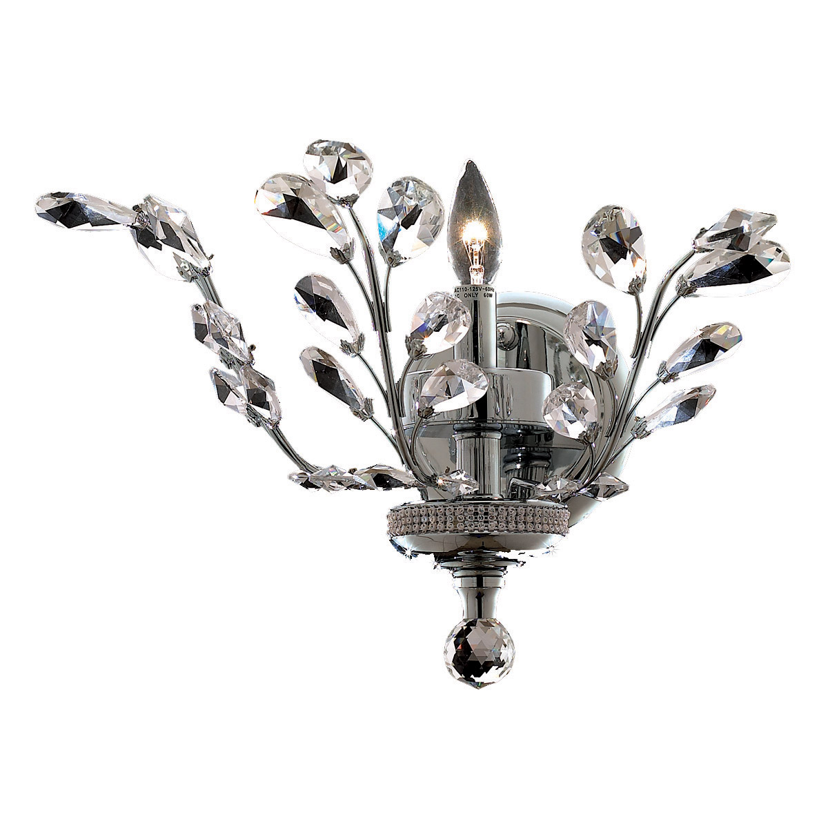 Orchid 1 Light 16 inch Chrome Wall Sconce Wall Light in Royal Cut