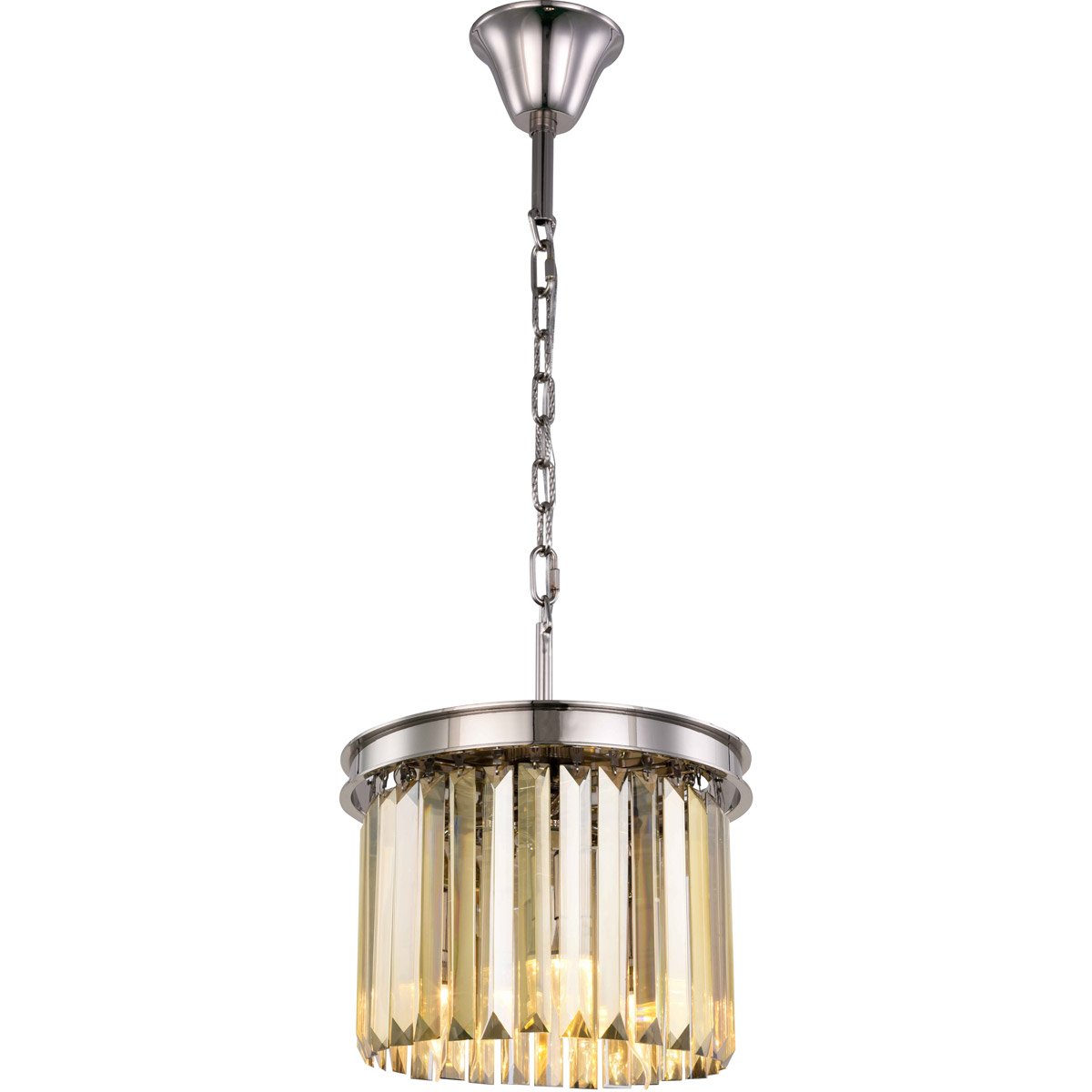 Sydney 3 Light 12 inch Polished Nickel Pendant Ceiling Light in Golden Teak, Urban Classic