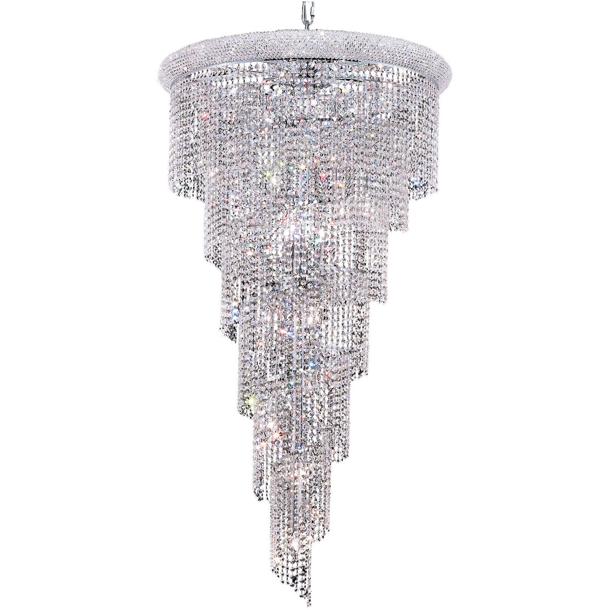 Spiral 22 Light 30 inch Chrome Foyer Ceiling Light in Royal Cut