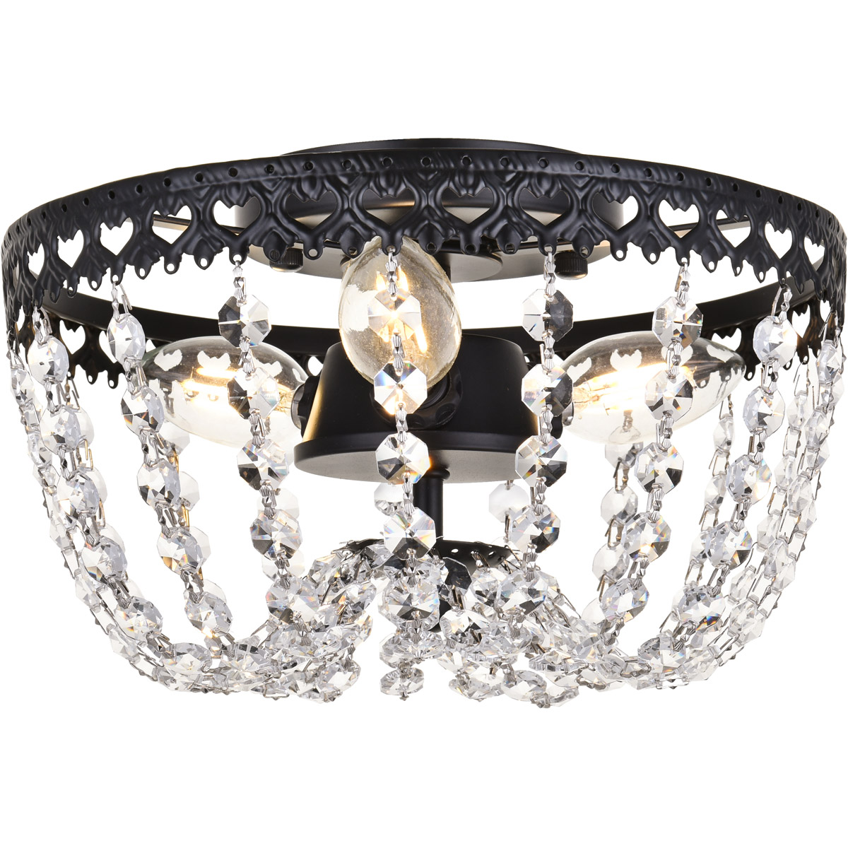 Kylie 3 Light 10 inch Black Flush Mount Ceiling Light