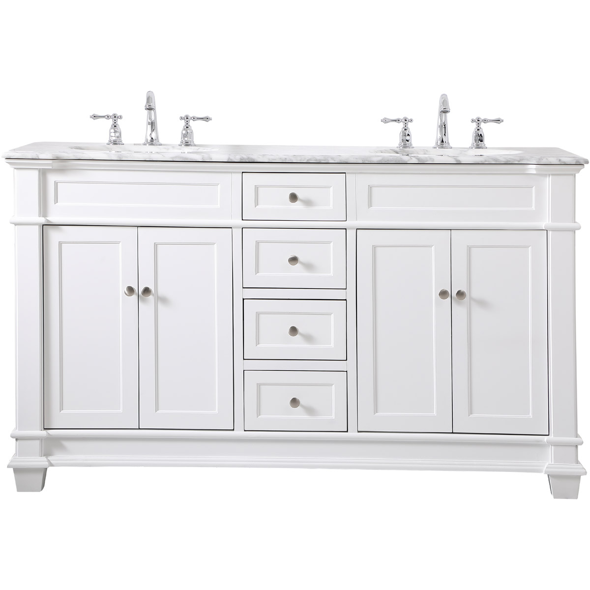 Wesley 60 X 21.5 X 35 inch White Vanity Sink Set