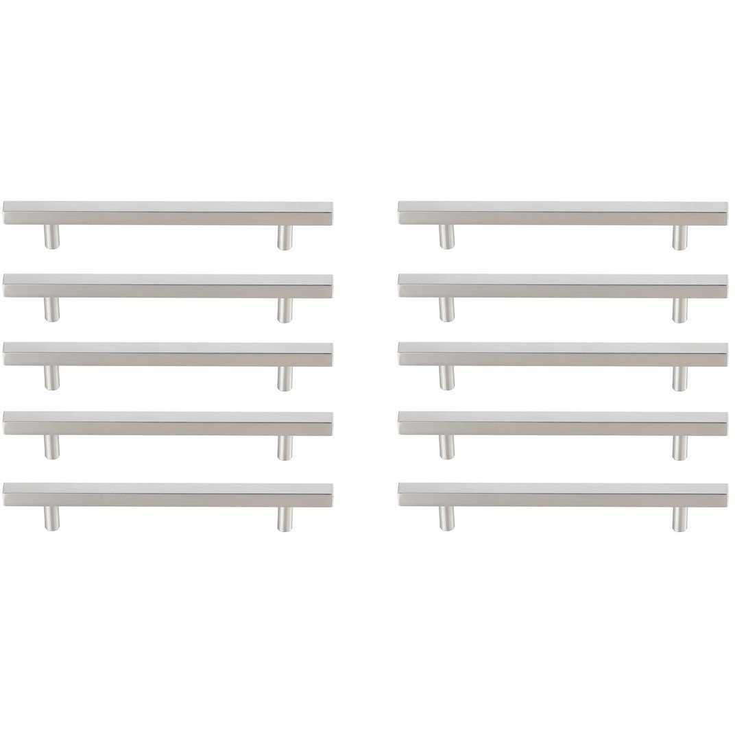 Dior Brushed Nickel Hardware Drawer Pull in 6-5/16in Center to Center Bar, Set of 10