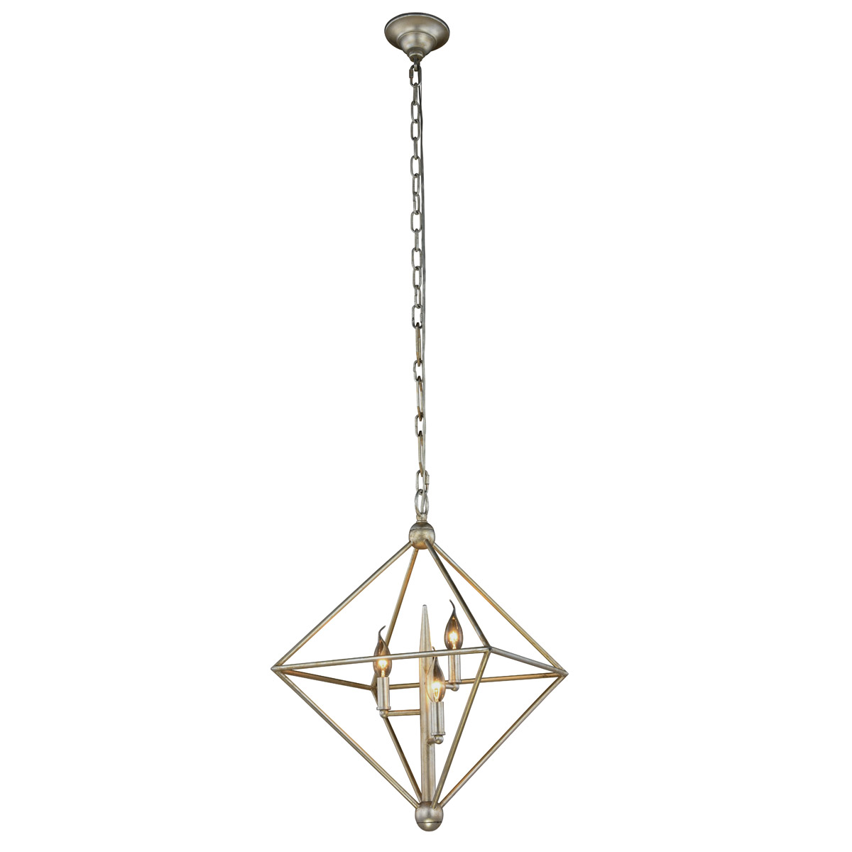 Nora 3 Light 22 inch Vintage Silver Leaf Pendant Ceiling Light, Urban Classic