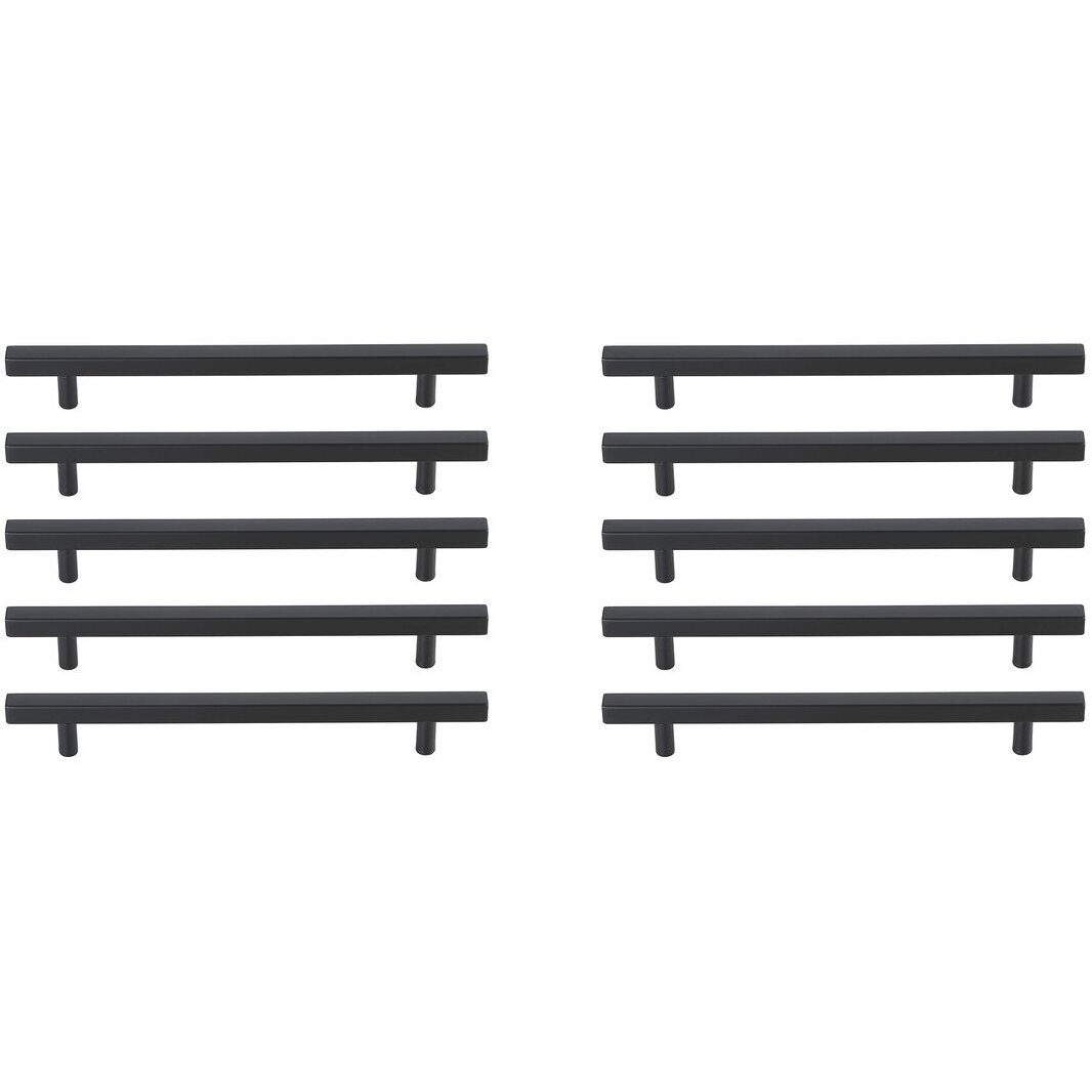 Dior Matte Black Hardware Drawer Pull in 7-9/16in Center to Center Bar, Set of 10