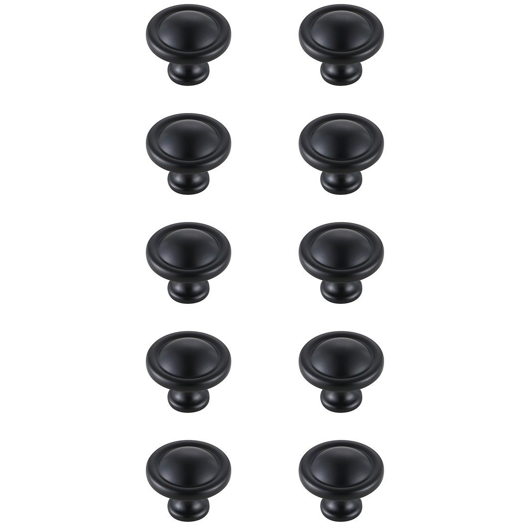 Garlande Matte Black Hardware Cabinet Knob, Set of 10