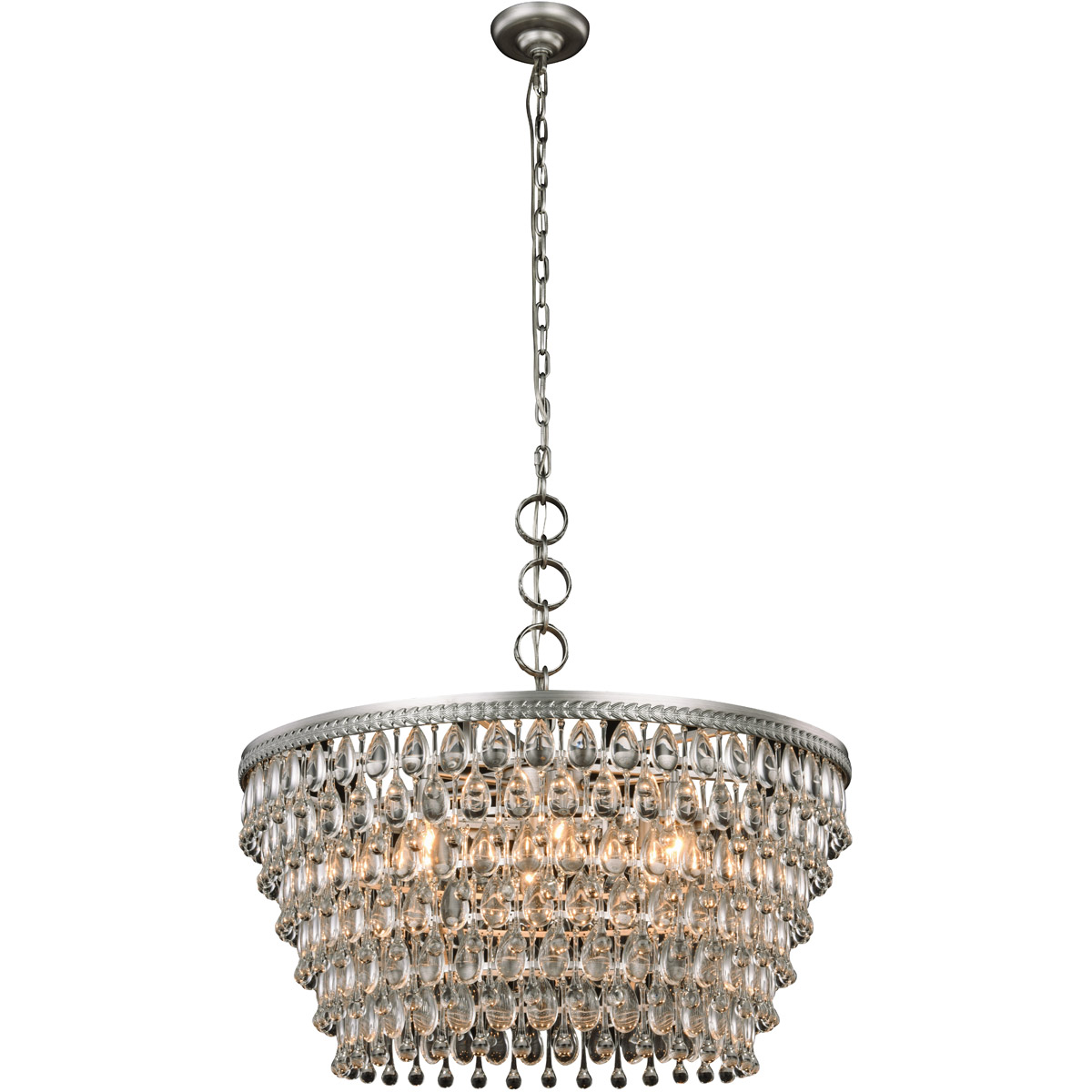 Nordic 6 Light 28 inch Antique Silver Pendant Ceiling Light in Antique Sliver, Urban Classic