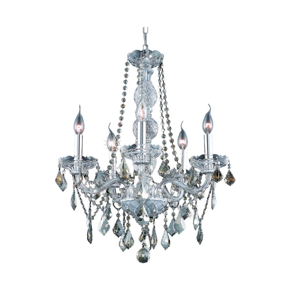 Verona 5 Light 21 inch Chrome Dining Chandelier Ceiling Light in Golden Teak, Royal Cut