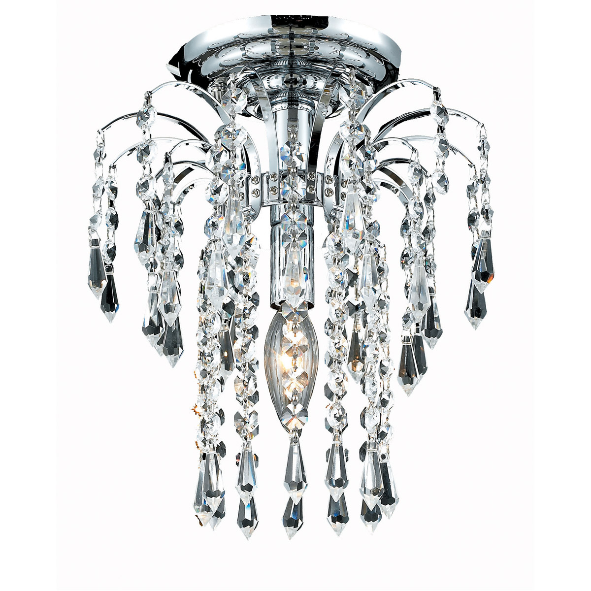 Falls 1 Light 9 inch Chrome Flush Mount Ceiling Light in Royal Cut