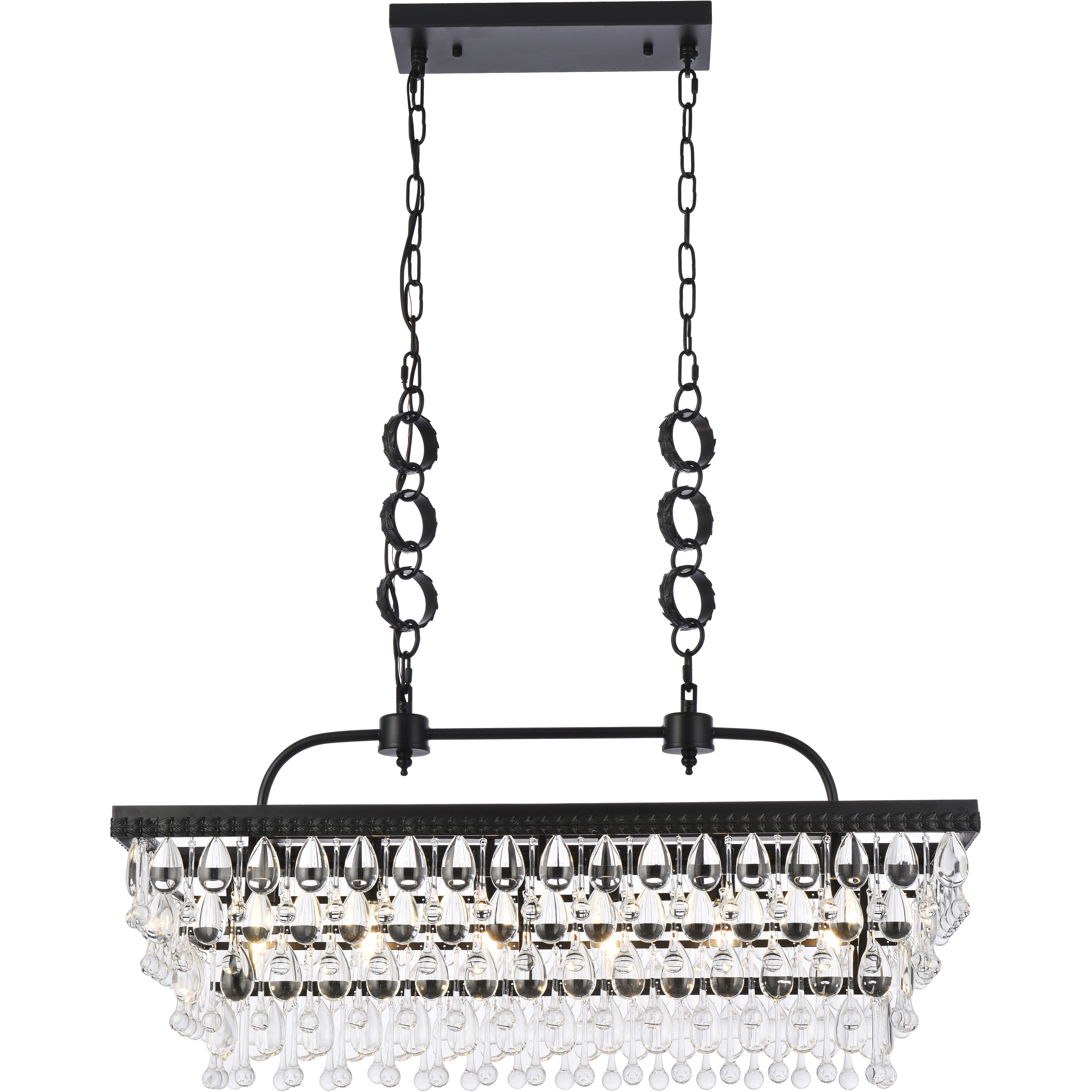 Nordic 6 Light 32 inch Black Linear Pendant Ceiling Light