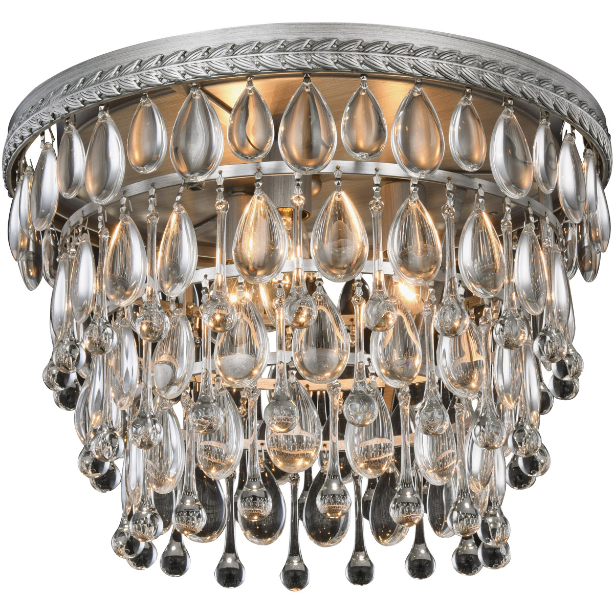 Nordic 3 Light 15 inch Antique Silver Flush Mount Ceiling Light in Antique Sliver, Urban Classic