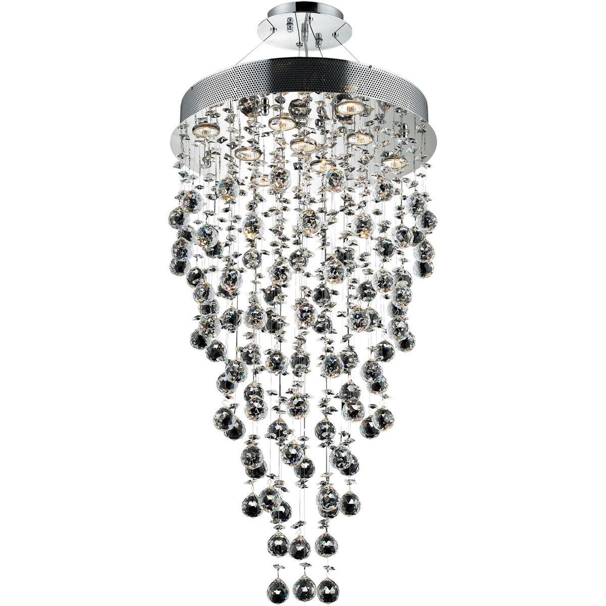 Galaxy 9 Light 20 inch Chrome Dining Chandelier Ceiling Light in Royal Cut