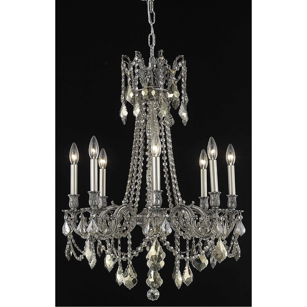 Rosalia 8 Light 24 inch Pewter Dining Chandelier Ceiling Light in Golden Teak, Royal Cut