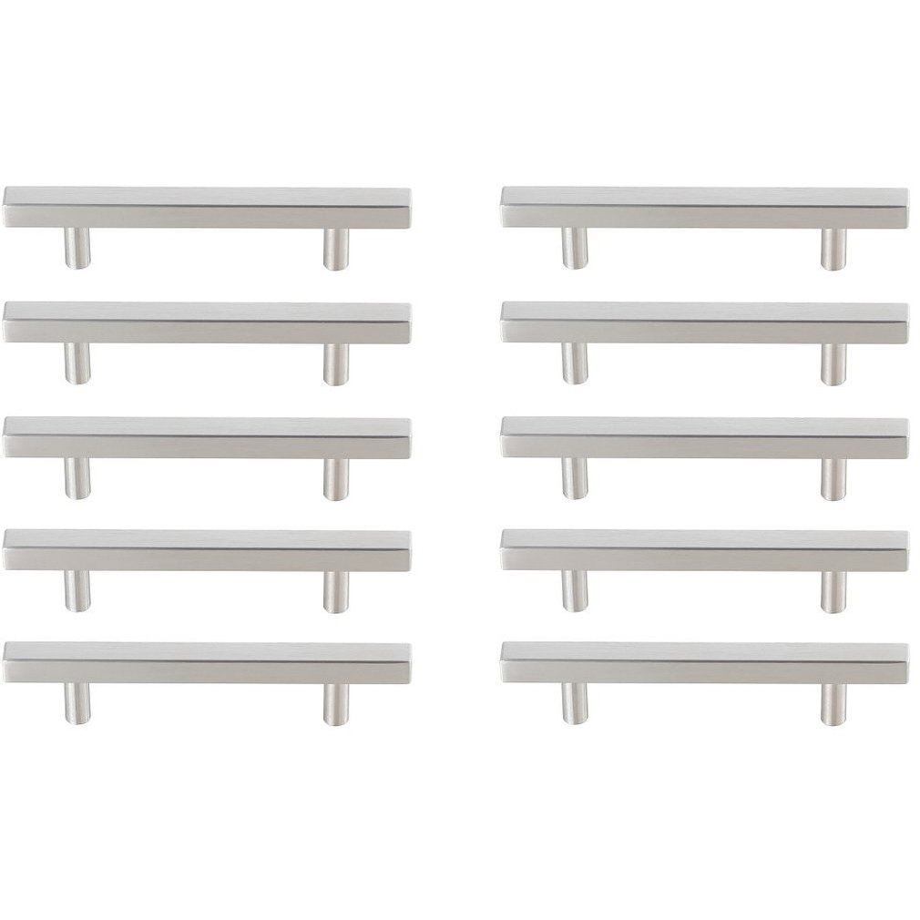 Dior Brushed Nickel Hardware Drawer Pull in 4in Center to Center Bar, Set of 10