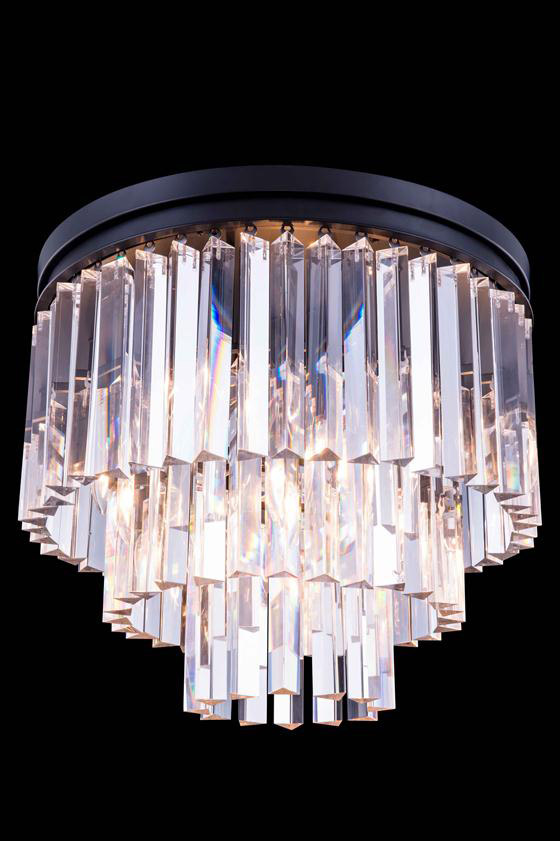 Sydney 9 Light 20 inch Matte Black Flush Mount Ceiling Light in Clear, Urban Classic