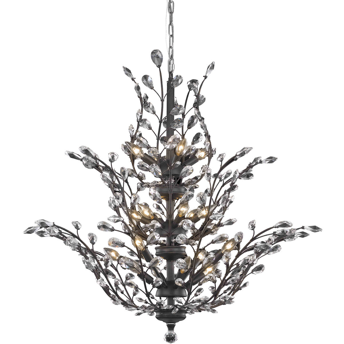 Orchid 18 Light 41 inch Dark Bronze Foyer Ceiling Light in Royal Cut