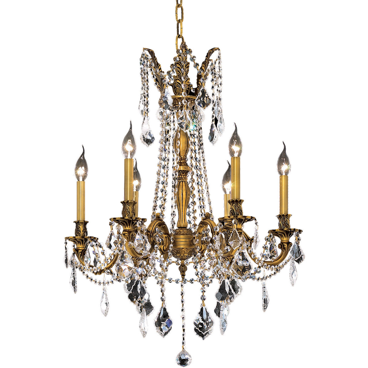 Rosalia 6 Light 23 inch French Gold Dining Chandelier Ceiling Light in Clear, Royal Cut