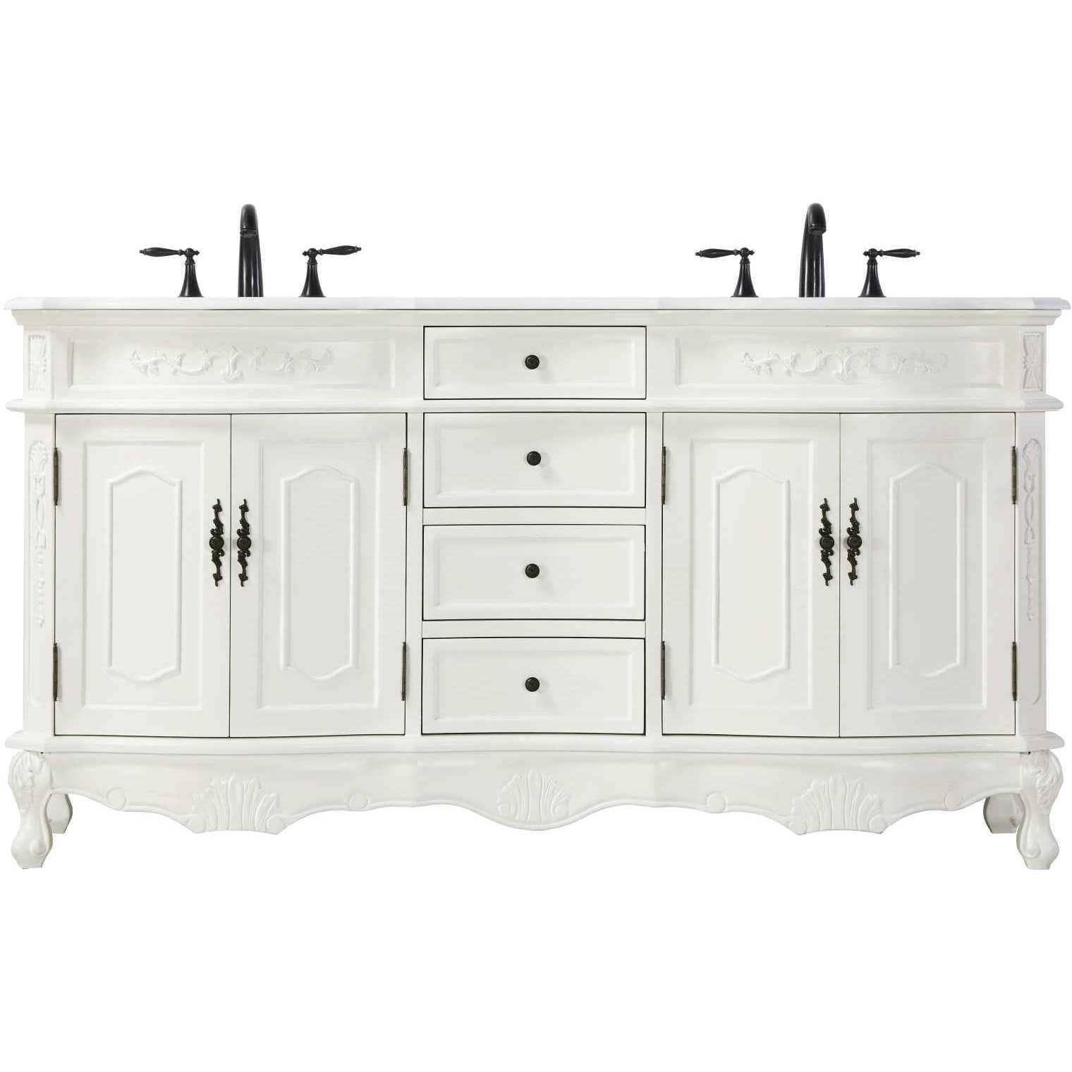Danville 66 X 36 inch Antique White Bathroom Vanity Cabinet