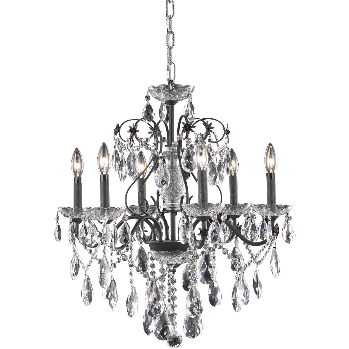 St. Francis 6 Light 24 inch Dark Bronze Dining Chandelier Ceiling Light in Royal Cut