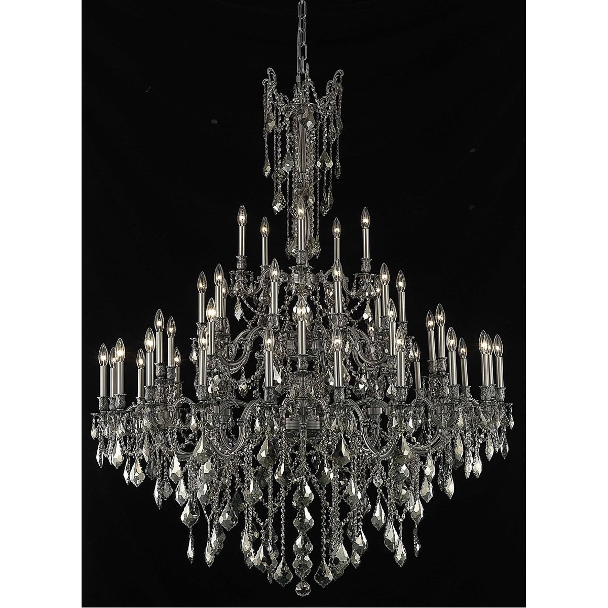 Rosalia 45 Light 54 inch Pewter Foyer Ceiling Light in Golden Teak, Royal Cut