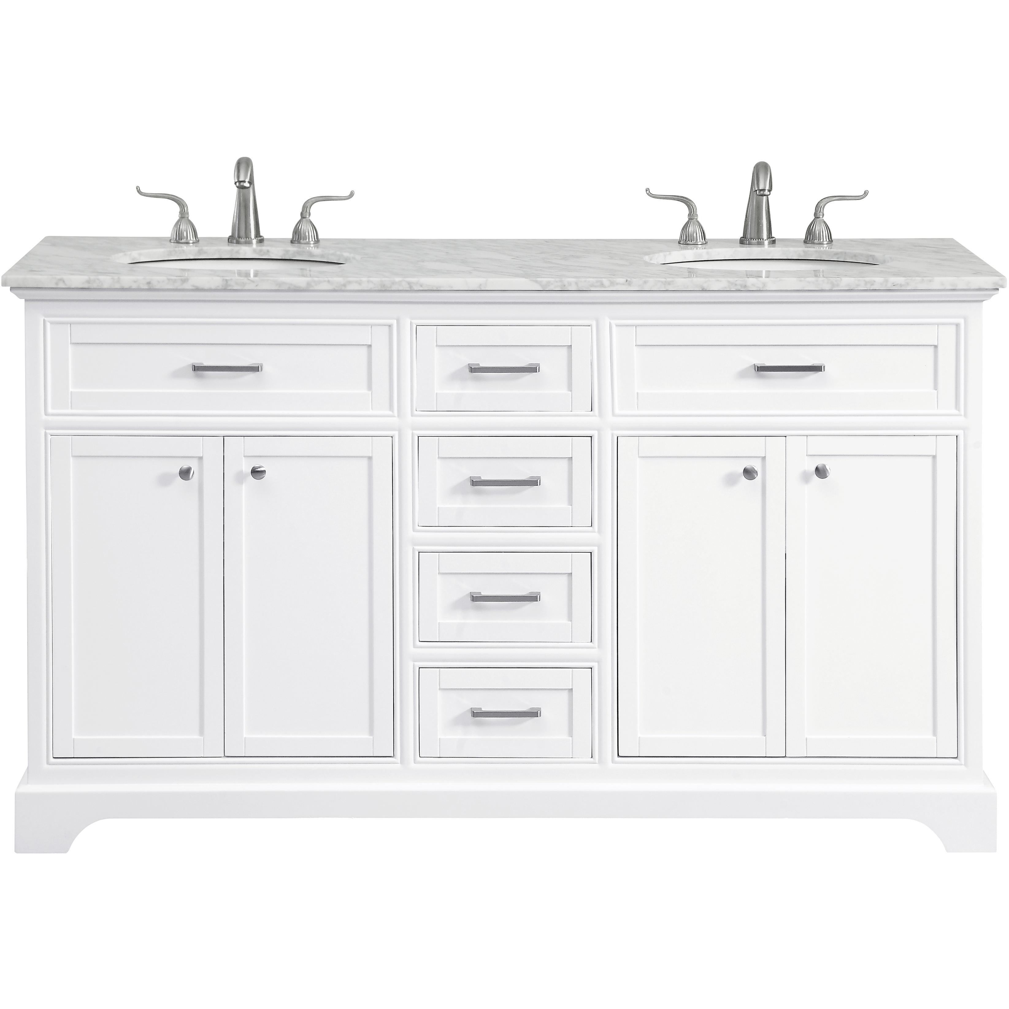 Americana 60 X 35 inch White with Carrara White Marble Vanity Set