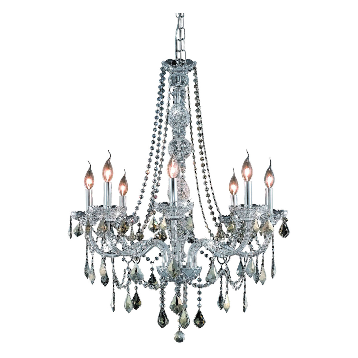 Verona 8 Light 28 inch Chrome Dining Chandelier Ceiling Light in Golden Teak, Royal Cut