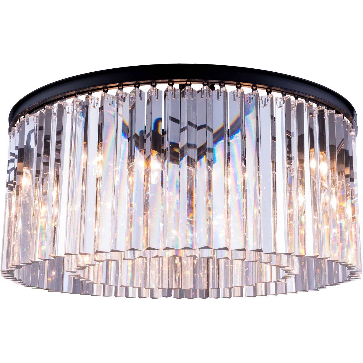 Sydney 8 Light 31.5 inch Matte Black Flush Mount Ceiling Light in Clear, Urban Classic