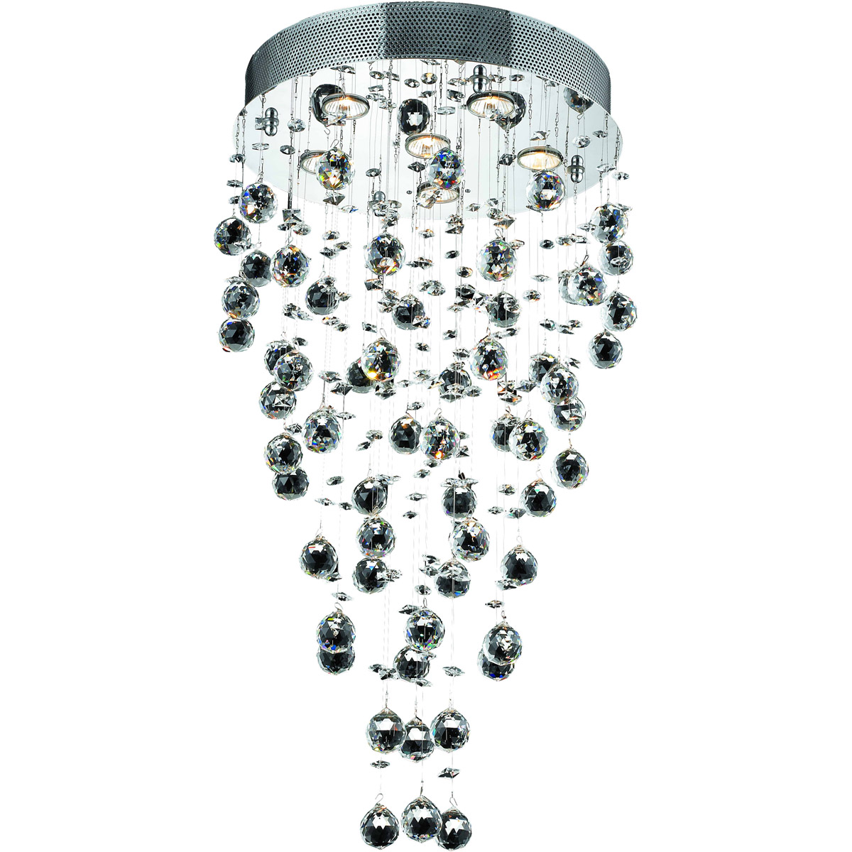 Galaxy 6 Light 18 inch Chrome Dining Chandelier Ceiling Light in Royal Cut