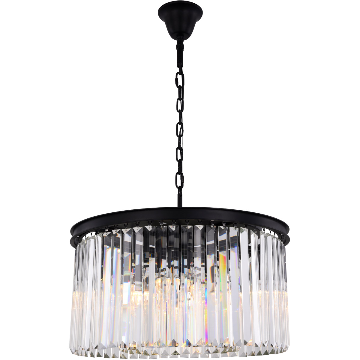 Sydney 8 Light 26 inch Matte Black Chandelier Ceiling Light in Clear, Urban Classic