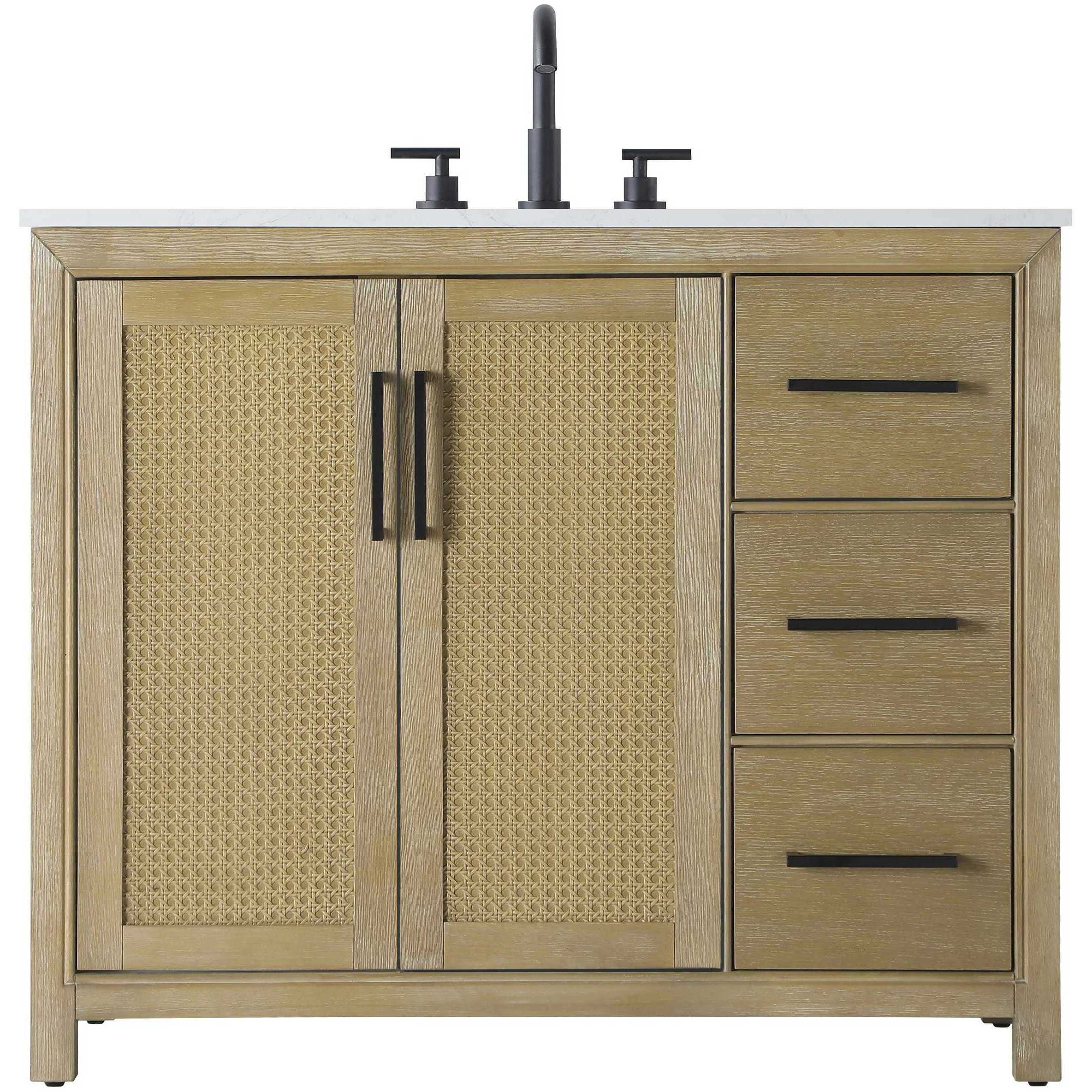 Alina 42 X 34 inch Linen Oak Bathroom Vanity Cabinet
