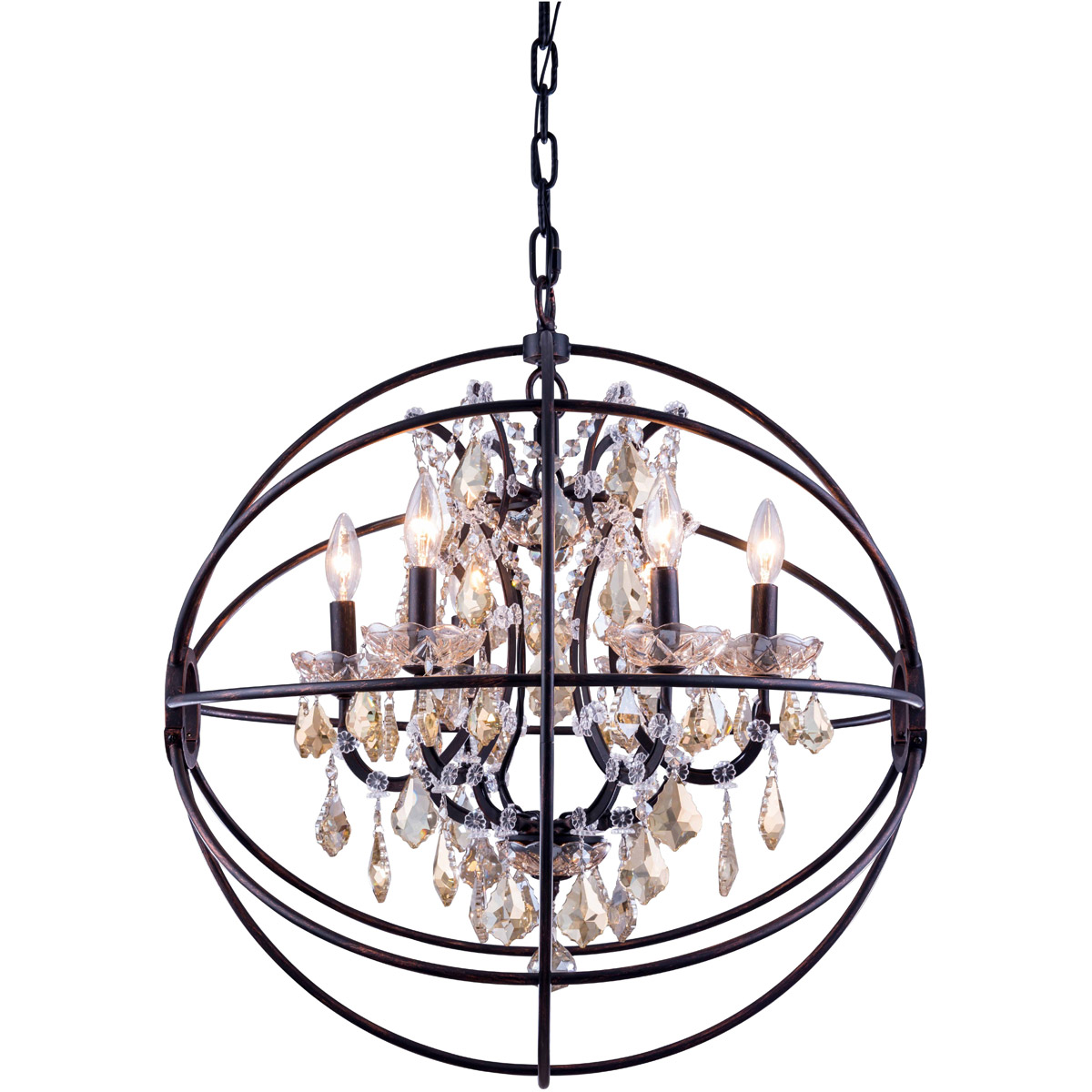 Geneva 6 Light 25 inch Dark Bronze Pendant Ceiling Light in Golden Teak, Urban Classic