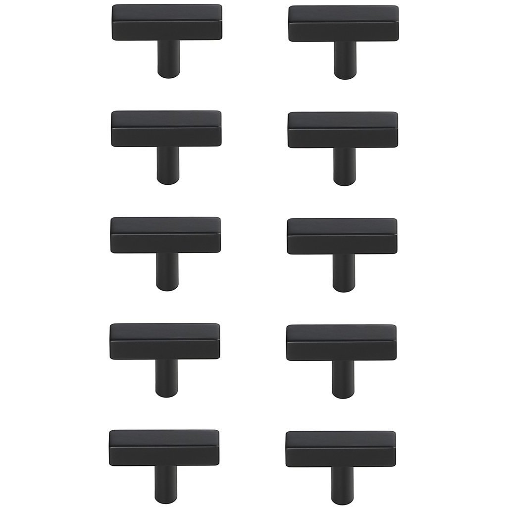 Dior Matte Black Hardware Drawer Pull in T Bar, Set of 10